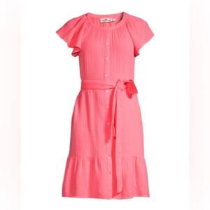 NWT Vineyard Vines Neon Rosa Doible Gauze Shirt dress Size Medium M